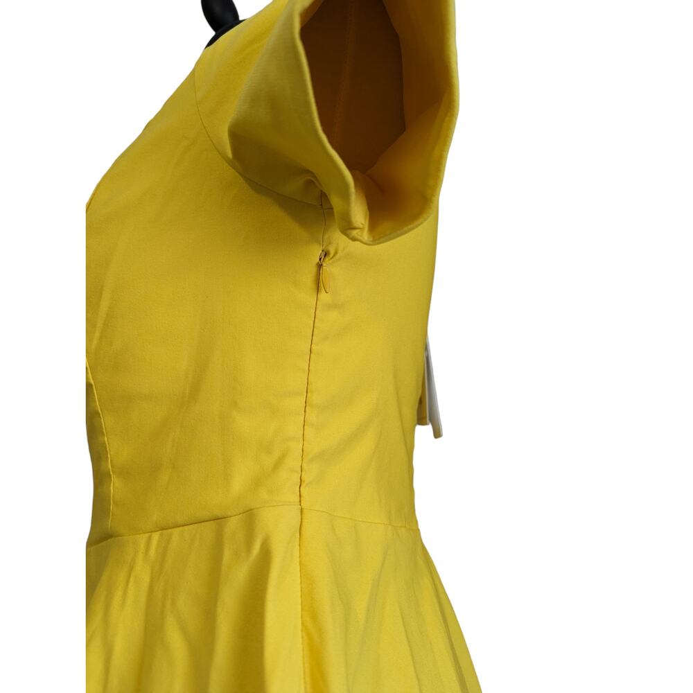 New Yellow Scallop Neckline Short Sleeve Dress Size L - Picture 5 of 9